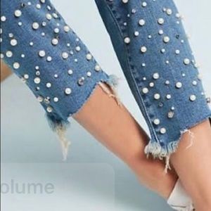 Anthropologie.  Pearl Embellished denim